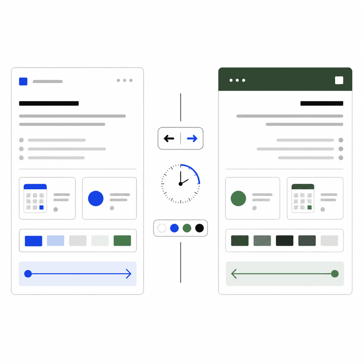 Mirrored interface composition representing localization and RTL layouts